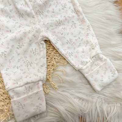 CONJ. DE MALHA 3 PEÇAS-Gatinha com Florzinha - Off White e Rosa